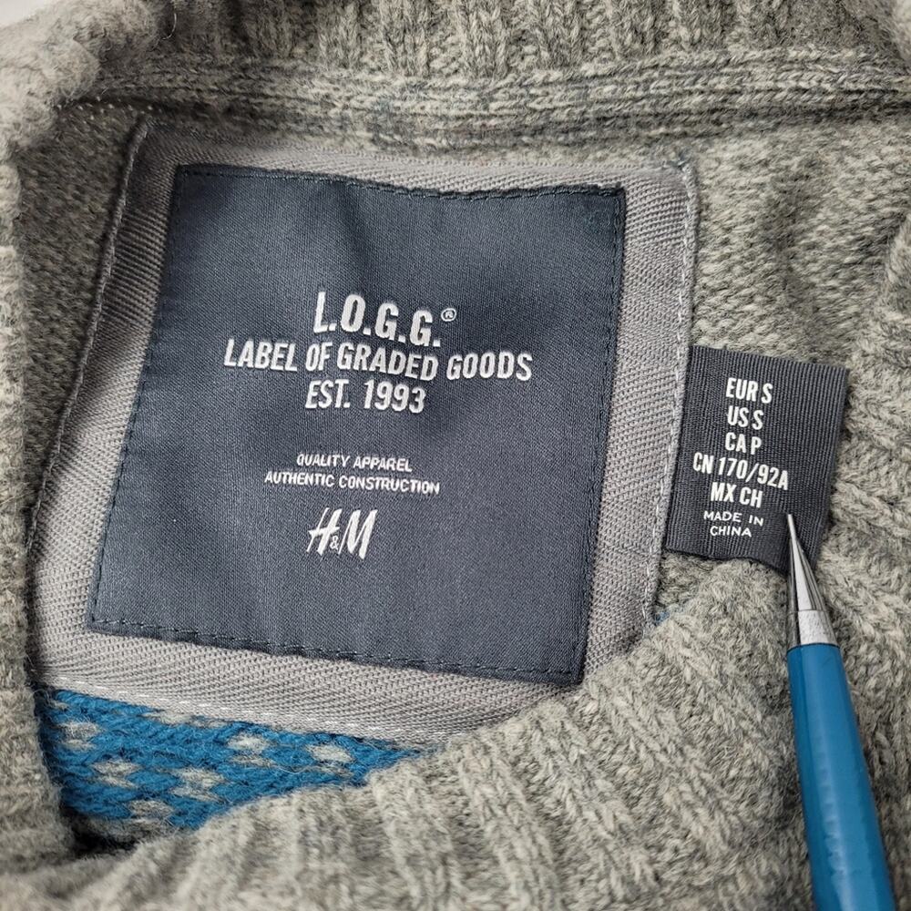 L.O.G.G. Label of Graded Goods Gray Fair Isle Washable Wool Blend Sweater sz Sm - Picture 9 of 14